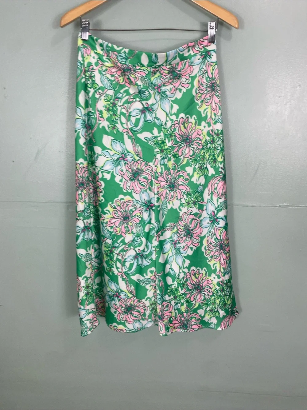 Lily Pulitzer Rennox Midi Skirt Green Floral Pink Size 6